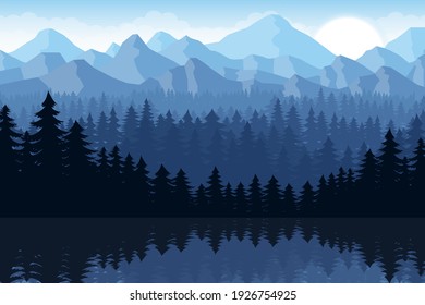 Beautiful mountain landscape background, vector design illustration