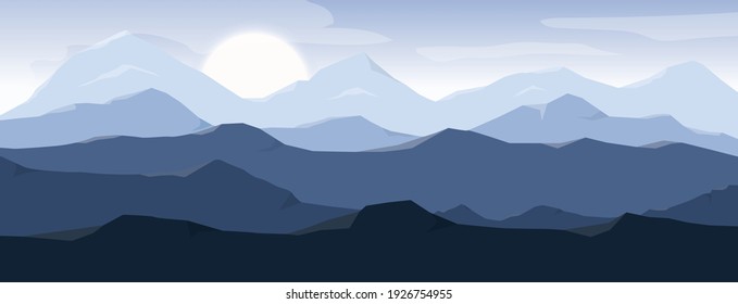 Hermoso paisaje montañoso, ilustración de diseño vectorial