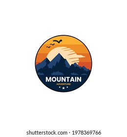 Beautiful Mountain Landscape Illustration Logo
