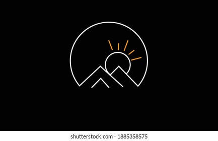 Beautiful mountain landscape monoline logo vector