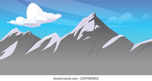 Beautiful mountain landscape, panorama of snow-covered mountains on the background of clear sky. Vector illustration