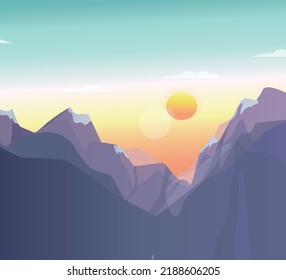 beautiful mountain landscape. purple andes at sunset, green slopes, warm and rich shades. summer atmosphere of warmth and romance