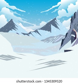 Beautiful mountain landscape! Snow and rocks! Layered vector file, easy to use!