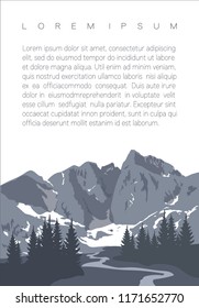 Beautiful mountain landscape with space for text. The Vignemale summit. Highest ridge of the French Pyrenees. Magazine page template.