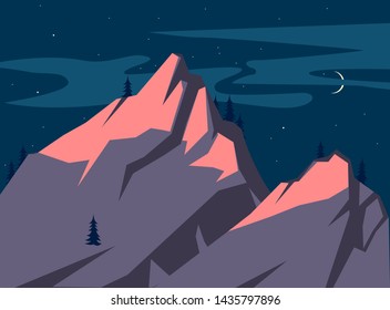 beautiful mountain landscape, vector illustration ,flat style