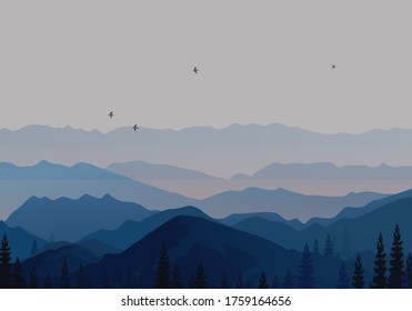 beautiful mountain landscape vector illustration