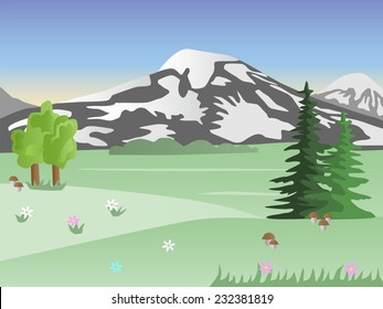 Beautiful mountain landscape. Vector illustration