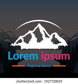 Beautiful Mountain logo design illustration Vector, Simple icon, Adventure logo, Abstract Mountain Logo