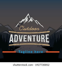 Beautiful Mountain logo design illustration Vector, Simple icon, Adventure logo, Abstract Mountain Logo