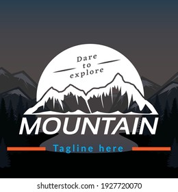 Beautiful Mountain logo design illustration Vector, Simple icon, Adventure logo, Abstract Mountain Logo