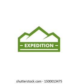 Beautiful Mountain logo, hill landscape design vector outdoor park green color. Simple minimalist style. Expedition, adventure, hiking, climbing logo template