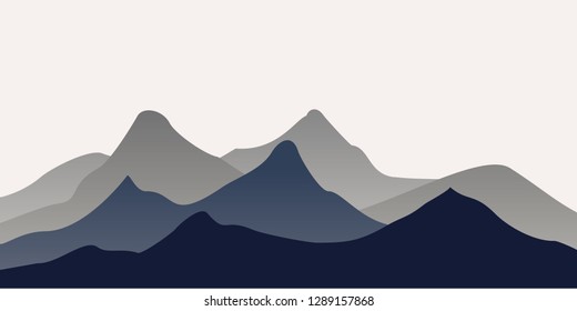beautiful mountain panorama at sunset vector illustration