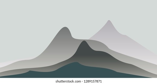 beautiful mountain panorama at sunset vector illustration