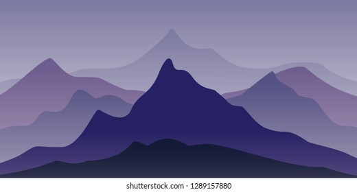 beautiful mountain panorama at sunset vector illustration