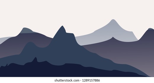 beautiful mountain panorama at sunset vector illustration