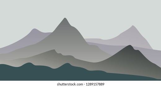 beautiful mountain panorama at sunset vector illustration