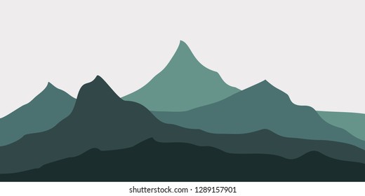 beautiful mountain panorama at sunset vector illustration