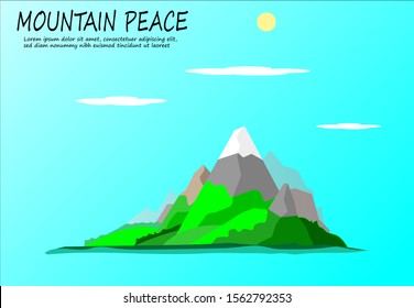 beautiful mountain range in the middle of the sea that has a snow peak on it