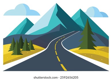 Beautiful Mountain Road - Set of Beautiful Non-Urban Vector Illustrations