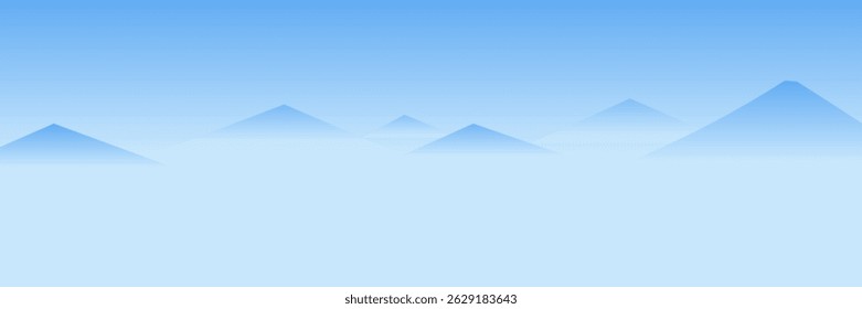 Hermoso paisaje de montaña con mar de ​​nubes. Ilustración vectorial