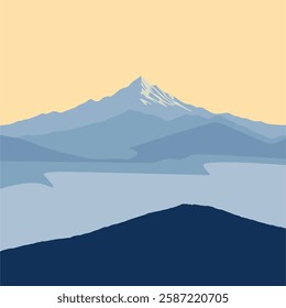 beautiful mountain scenery vector illustration