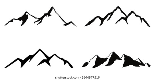 beautiful mountain silhouette set, set of mountain vector illustration