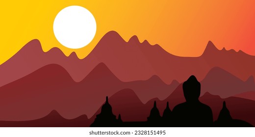 Beautiful mountain silhouette view with moonlit mountains background. Outdoor and hiking concept. Vector. Great for wallpapers, website banners, covers, posters Free Vector