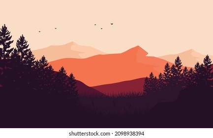 Beautiful mountain with trees and lake during the day in the outskirts of the city and its surroundings