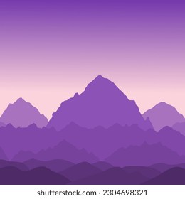 Schöne Berg-Vektorlandschaft. Ebenen der Berge. Outdoor Sonnenaufgang Hintergrund, Schweiz Landschaft.