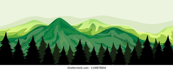 A beautiful mountain view illustration
