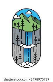 beautiful mountain views line art illustration