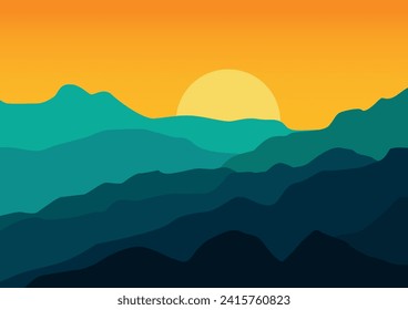 Beautiful mountains for the background. Vector illustration in flat style.