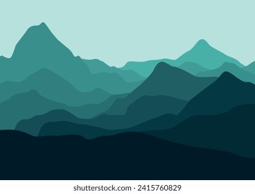 Beautiful mountains for the background. Vector illustration in flat style.