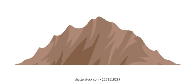 Beautiful mountains concept. Brown cliffs and peaks. Part of beautiful natural panorama and landscape. Social media sticker. Flat vector illustration isolated on white background