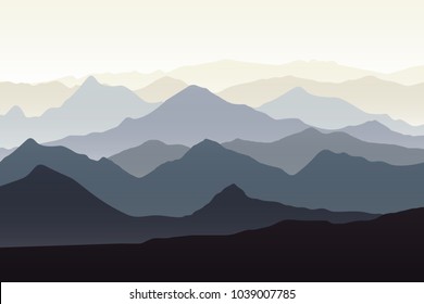 Beautiful mountains landscape. Nature background. Vector illustration for backdrops, banners, prints, posters, murals and wallpaper design.