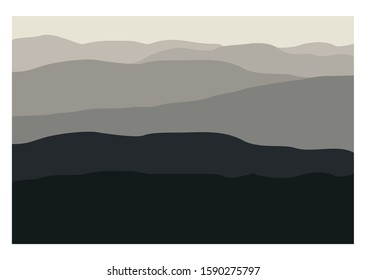 Beautiful mountains landscape. Nature background. Vector illustration. Silhouette