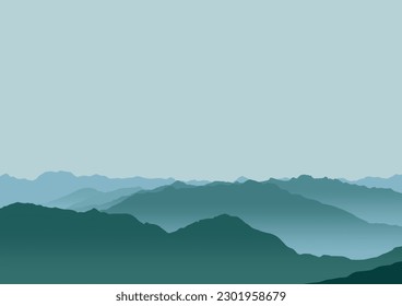 beautiful mountains landscape. Vector illustration in flat style.