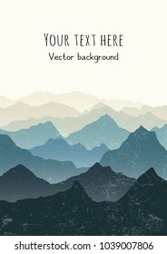 Beautiful mountains landscape. Vertical nature background with space for text. Vector illustration for cards, covers, banners, prints, posters, murals and wallpaper design.