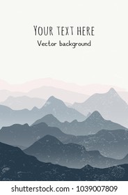 Beautiful mountains landscape. Vertical nature background with space for text. Vector illustration for cards, covers, banners, prints, posters, murals and wallpaper design.