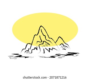Beautiful mountains on an isolated background. Silhouette. Vector illustration.