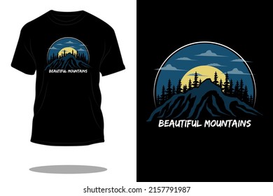 beautiful mountains retro t shirt design
