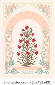 Beautiful mughal motifs pattern with classical arch flowers design for Digital print vector illustration warping gift paper, textile, cloth, fabric etc.