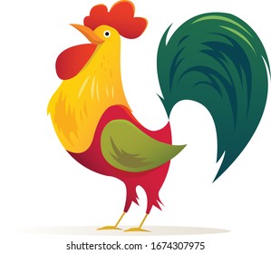 a beautiful multi colored cock isolated