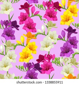 Beautiful multicolor freesia pattern. Many flowers