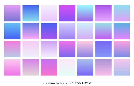 Beautiful multicolor gradient collection. Soft and vibrant smooth color backgrounds set