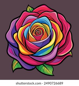 Hermoso diseño de flor de rosa multicolor