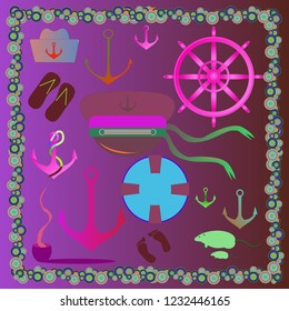 Beautiful multicolor seaman summer pattern suite.