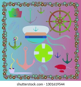 Beautiful multicolor seaman summer pattern suite.