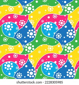 Beautiful multicolored abstract background with spots and dots. Seamless pattern, print, vector illustration