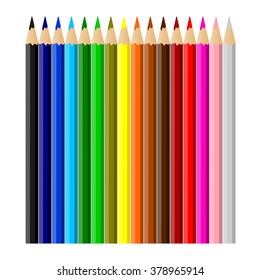 Beautiful multicolored crayons isolated on white background - vector illustration